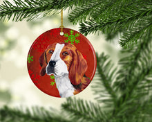 Load image into Gallery viewer, Beagle Red Snowflakes Holiday Christmas Ornament - Round Ceramic Ornament – Artist-Designed Keepsake Decoration SC9409