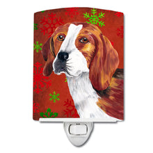 Load image into Gallery viewer, Beagle Red and Green Snowflakes Holiday Christmas Ceramic Night Light SC9409CNL