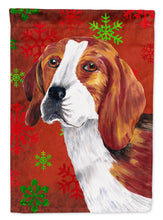 Load image into Gallery viewer, Beagle Red and Green Snowflakes Holiday Christmas Garden Flag – Decorative Outdoor Yard Flag