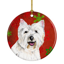 Load image into Gallery viewer, Westie Red Snowflakes Holiday Christmas Ornament - Round Ceramic Ornament – Artist-Designed Keepsake Decoration SC9410