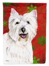 Load image into Gallery viewer, Westie Red and Green Snowflakes Holiday Christmas Garden Flag – Decorative Outdoor Yard Flag