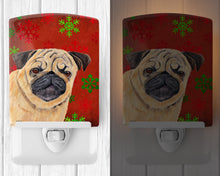 Load image into Gallery viewer, Pug Red and Green Snowflakes Holiday Christmas Ceramic Night Light SC9411CNL