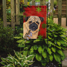 Load image into Gallery viewer, Pug Red and Green Snowflakes Holiday Christmas Garden Flag – Decorative Outdoor Yard Flag