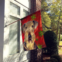 Load image into Gallery viewer, Airedale Red Green Snowflakes Christmas Flag Canvas House Size
