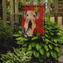 Load image into Gallery viewer, Airedale Red and Green Snowflakes Holiday Christmas Garden Flag – Decorative Outdoor Yard Flag