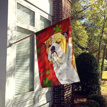 Load image into Gallery viewer, Bulldog English Red  Green Snowflakes Holiday Christmas Flag Canvas House Size