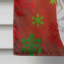 Load image into Gallery viewer, Bulldog English Red  Green Snowflakes Holiday Christmas Flag Canvas House Size
