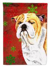 Load image into Gallery viewer, Bulldog English Red  Green Snowflakes Holiday Christmas Flag Canvas House Size