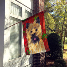 Load image into Gallery viewer, Cairn Terrier Red and Green Snowflakes Holiday Christmas Flag Canvas House Size