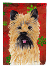 Load image into Gallery viewer, Cairn Terrier Red and Green Snowflakes Holiday Christmas Flag Canvas House Size