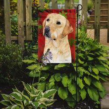 Load image into Gallery viewer, Labrador Red and Green Snowflakes Holiday Christmas Garden Flag – Decorative Outdoor Yard Flag
