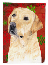 Load image into Gallery viewer, Labrador Red and Green Snowflakes Holiday Christmas Garden Flag – Decorative Outdoor Yard Flag