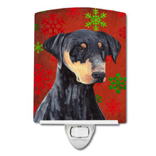 Load image into Gallery viewer, Doberman Red and Green Snowflakes Holiday Christmas Ceramic Night Light SC9417CNL