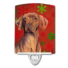 Load image into Gallery viewer, Vizsla Red and Green Snowflakes Holiday Christmas Ceramic Night Light SC9418CNL