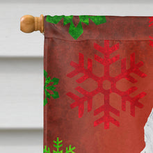 Load image into Gallery viewer, American Eskimo Red  Green Snowflakes Holiday Christmas Flag Canvas House Size
