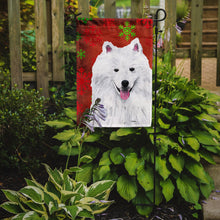 Load image into Gallery viewer, American Eskimo Red and Green Snowflakes Holiday Christmas Garden Flag – Decorative Outdoor Yard Flag