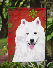 Load image into Gallery viewer, American Eskimo Red and Green Snowflakes Holiday Christmas Garden Flag – Decorative Outdoor Yard Flag