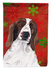Load image into Gallery viewer, Welsh Springer Spaniel Red  Green Snowflakes Holiday Christmas Flag  House Size