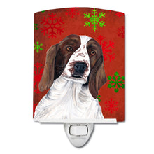 Load image into Gallery viewer, Welsh Springer Spaniel Red  Green Snowflakes Holiday Christmas Ceramic Night Light SC9420CNL
