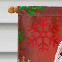 Load image into Gallery viewer, Pit Bull Red and Green Snowflakes Holiday Christmas Flag Canvas House Size