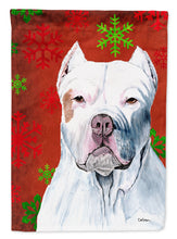 Load image into Gallery viewer, Pit Bull Red and Green Snowflakes Holiday Christmas Flag Canvas House Size