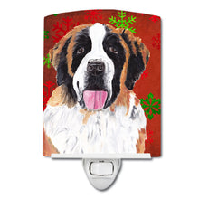 Load image into Gallery viewer, Saint Bernard Red Green Snowflake Christmas Ceramic Night Light SC9422CNL