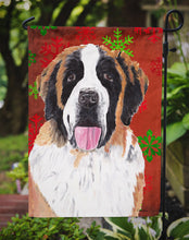 Load image into Gallery viewer, Saint Bernard Red Green Snowflake Christmas Garden Flag – Decorative Outdoor Yard Flag