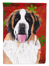 Load image into Gallery viewer, Saint Bernard Red Green Snowflake Christmas Garden Flag – Decorative Outdoor Yard Flag