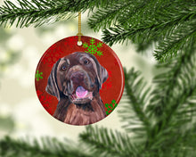 Load image into Gallery viewer, Labrador Red Snowflakes Holiday Christmas Ornament - Round Ceramic Ornament – Artist-Designed Keepsake Decoration SC9424