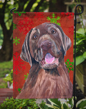 Load image into Gallery viewer, Labrador Red and Green Snowflakes Holiday Christmas Garden Flag – Decorative Outdoor Yard Flag