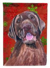 Load image into Gallery viewer, Labrador Red and Green Snowflakes Holiday Christmas Garden Flag – Decorative Outdoor Yard Flag