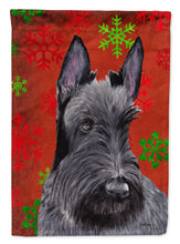 Load image into Gallery viewer, Scottish Terrier Red  Green Snowflakes Holiday Christmas Flag Canvas House Size