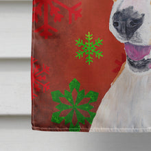 Load image into Gallery viewer, Basenji Red and Green Snowflakes Holiday Christmas Flag Canvas House Size