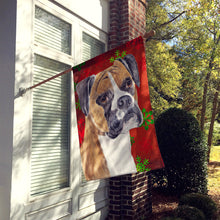 Load image into Gallery viewer, Boxer Red and Green Snowflakes Holiday Christmas Flag Canvas House Size