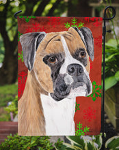 Load image into Gallery viewer, Boxer Red and Green Snowflakes Holiday Christmas Garden Flag – Decorative Outdoor Yard Flag
