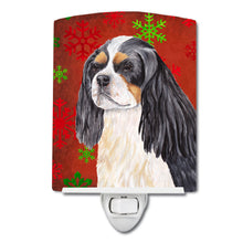 Load image into Gallery viewer, Cavalier Spaniel Red and Green Snowflakes Holiday Christmas Ceramic Night Light SC9431CNL