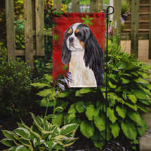 Load image into Gallery viewer, Cavalier Spaniel Red and Green Snowflakes Holiday Christmas Garden Flag – Decorative Outdoor Yard Flag