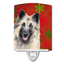 Load image into Gallery viewer, Belgian Tervuren Red and Green Snowflakes Holiday Christmas Ceramic Night Light SC9432CNL