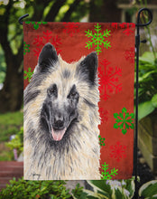 Load image into Gallery viewer, Belgian Tervuren Red and Green Snowflakes Holiday Christmas Garden Flag – Decorative Outdoor Yard Flag