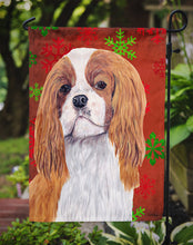 Load image into Gallery viewer, Cavalier Spaniel Red and Green Snowflakes Holiday Christmas Garden Flag – Decorative Outdoor Yard Flag