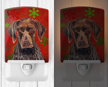 Load image into Gallery viewer, German Shorthaired Pointer Red  Snowflakes Holiday Christmas Ceramic Night Light SC9435CNL