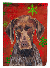 Load image into Gallery viewer, German Shorthaired Pointer Red  Snowflakes Holiday Christmas Garden Flag – Decorative Outdoor Yard Flag