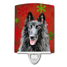 Load image into Gallery viewer, Belgian Sheepdog Red and Green Snowflakes Holiday Christmas Ceramic Night Light SC9438CNL