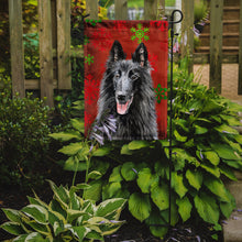 Load image into Gallery viewer, Belgian Sheepdog Red and Green Snowflakes Holiday Christmas Garden Flag – Decorative Outdoor Yard Flag
