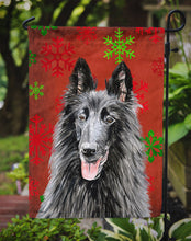 Load image into Gallery viewer, Belgian Sheepdog Red and Green Snowflakes Holiday Christmas Garden Flag – Decorative Outdoor Yard Flag