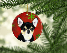 Load image into Gallery viewer, Chihuahua Red Snowflakes Holiday Christmas Ornament - Round Ceramic Ornament – Artist-Designed Keepsake Decoration SC9439