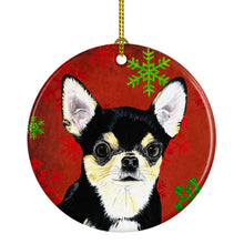 Load image into Gallery viewer, Chihuahua Red Snowflakes Holiday Christmas Ornament - Round Ceramic Ornament – Artist-Designed Keepsake Decoration SC9439