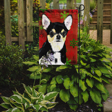 Load image into Gallery viewer, Chihuahua Red and Green Snowflakes Holiday Christmas Garden Flag – Decorative Outdoor Yard Flag