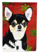 Load image into Gallery viewer, Chihuahua Red and Green Snowflakes Holiday Christmas Garden Flag – Decorative Outdoor Yard Flag