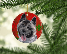 Load image into Gallery viewer, Akita Red Snowflakes Holiday Christmas Ornament - Round Ceramic Ornament – Artist-Designed Keepsake Decoration SC9482CO1